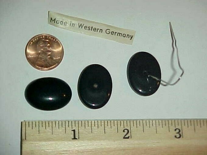 18 PCS VINTAGE GERMAN GLASS JET 23x17mm OVAL CABOCHONS L294