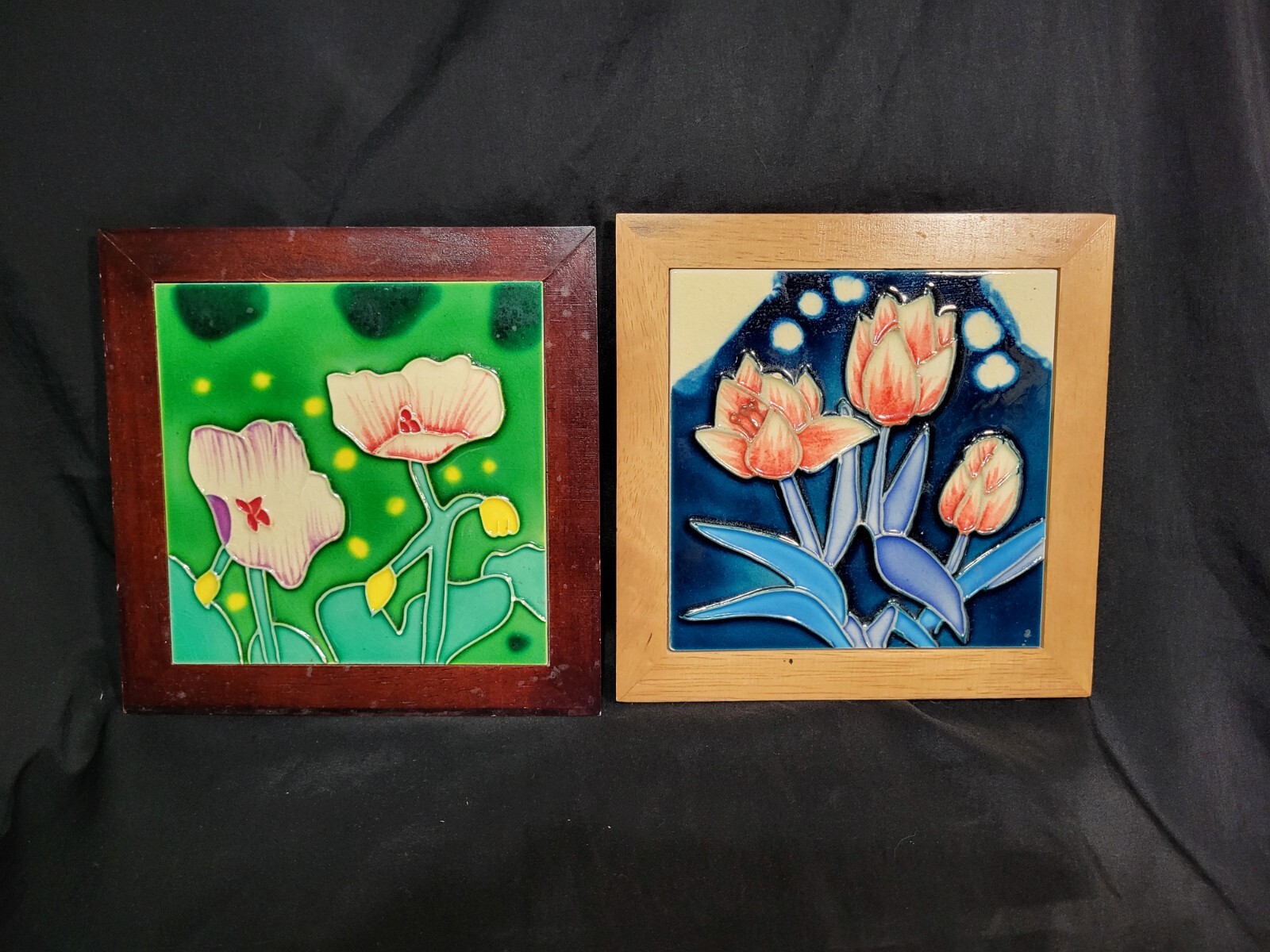 Pair of Stained Glass Wall Tiles