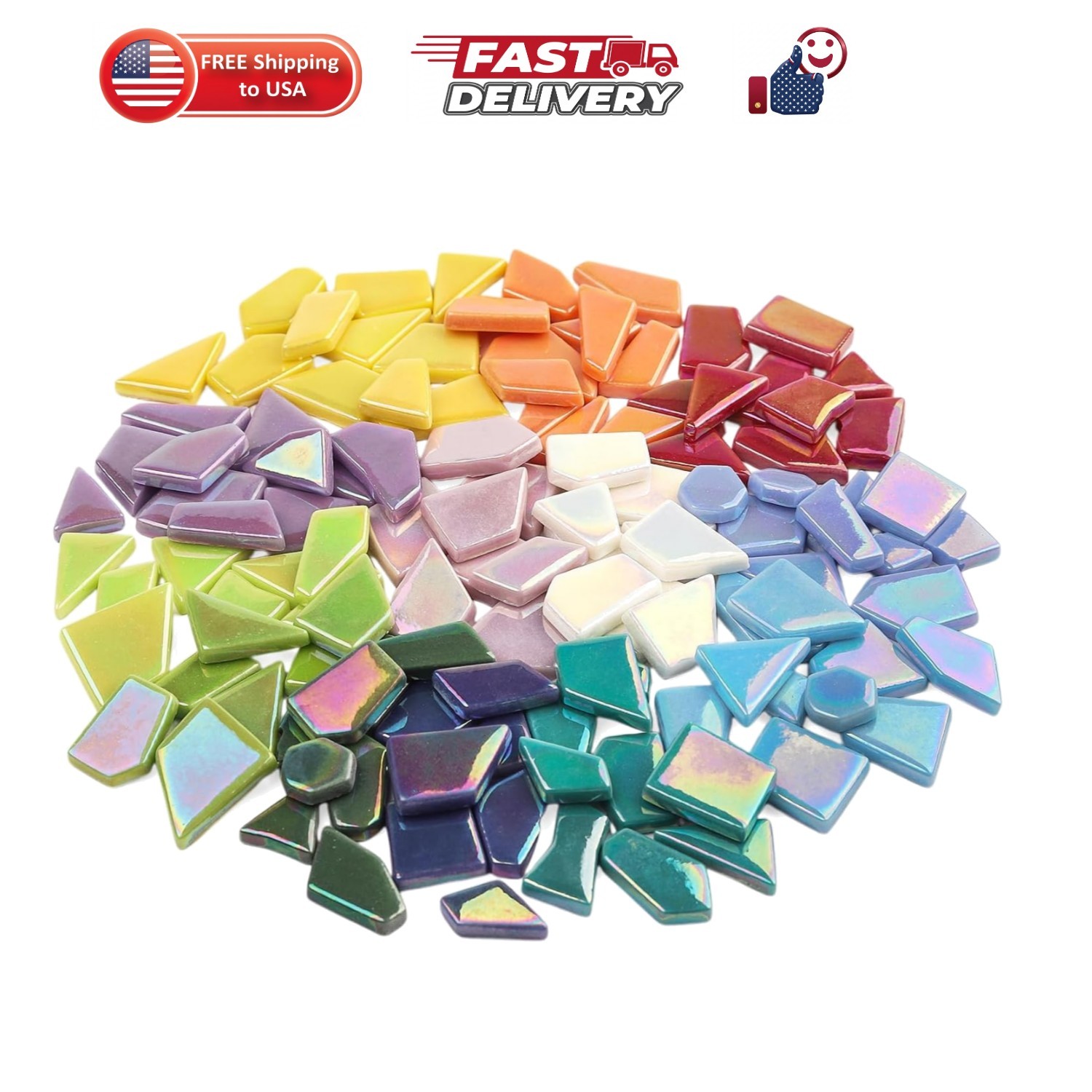 Iridescent Glass Mosaic Tiles for Crafts Bulk,200g Broken Mosaic Glass Pieces…
