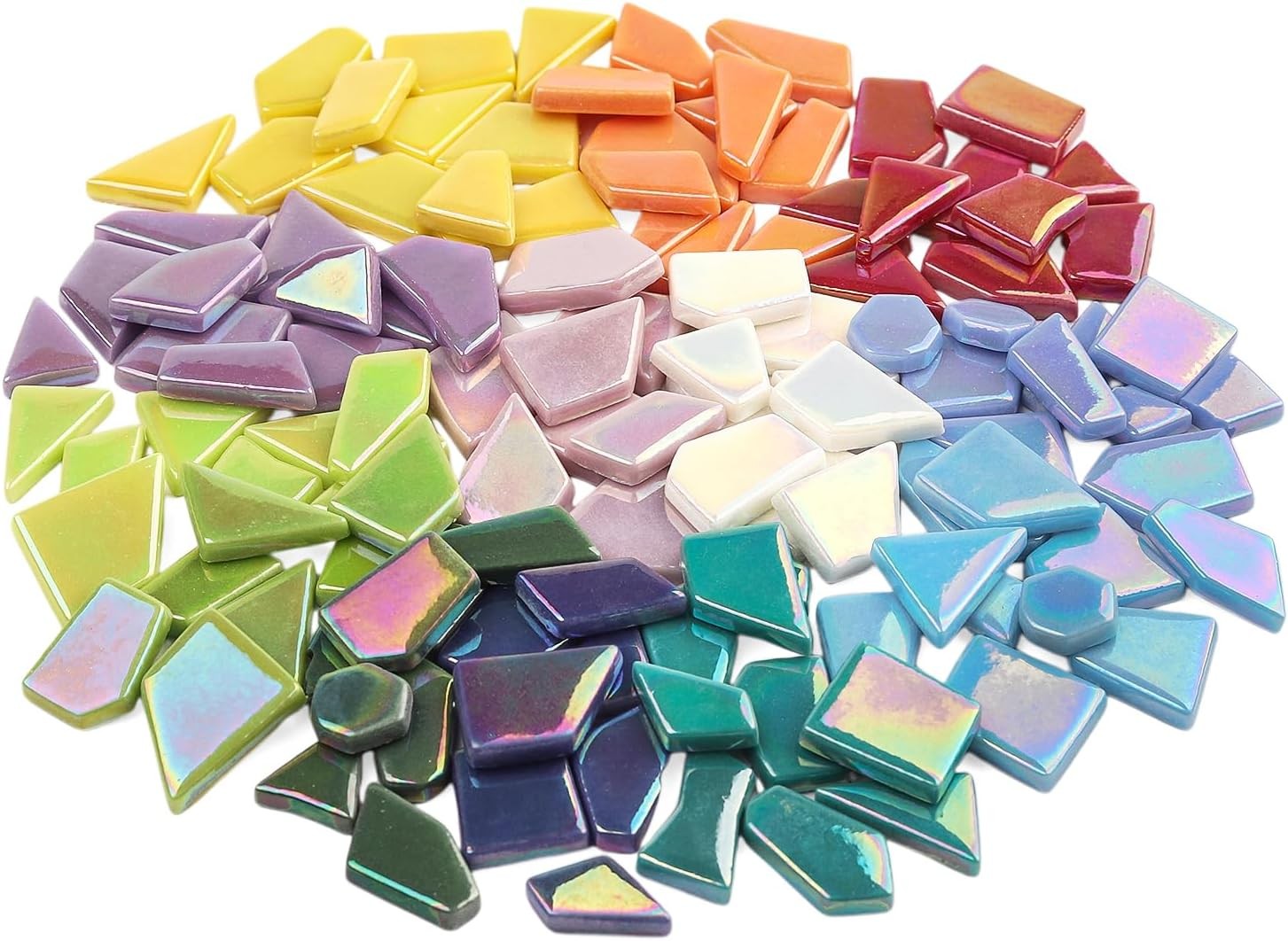 Youway Style Iridescent Glass Mosaic Tiles for Crafts Bulk,200g Broken Mosaic Gl