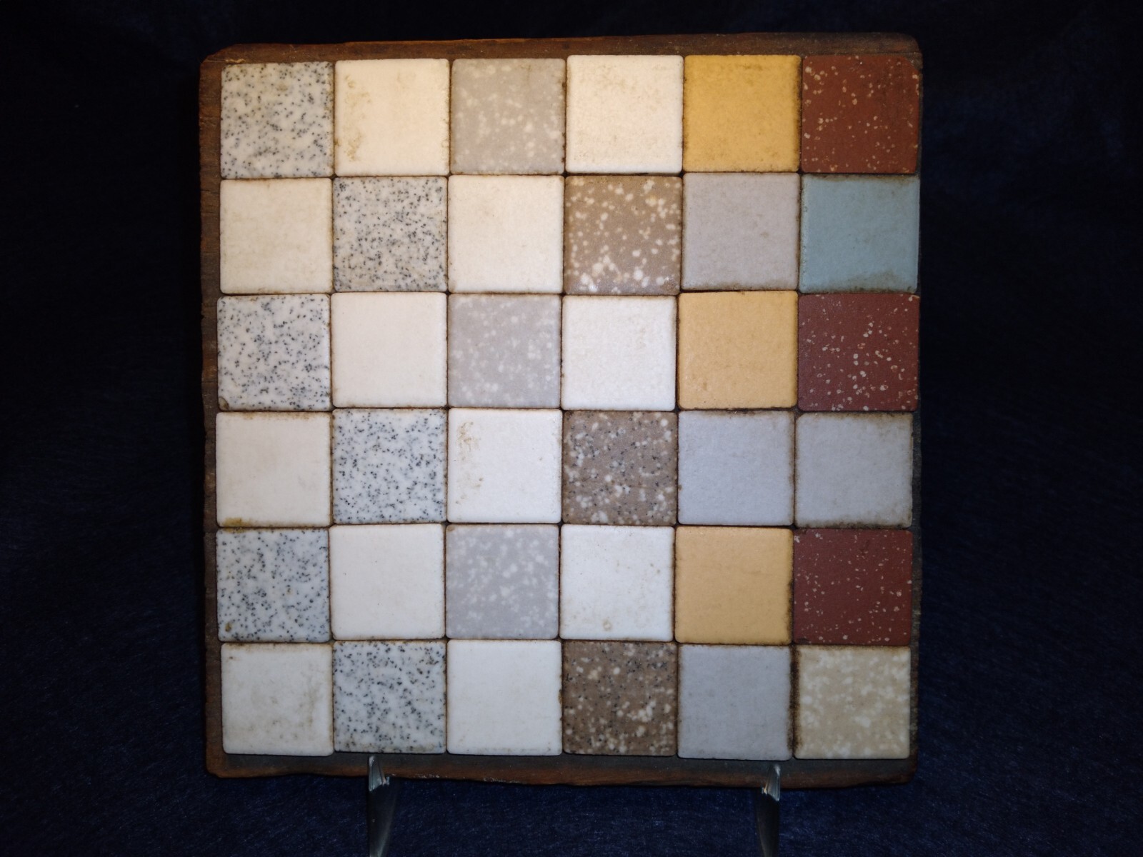 Mid Century Trivet Art Tiles On Wood