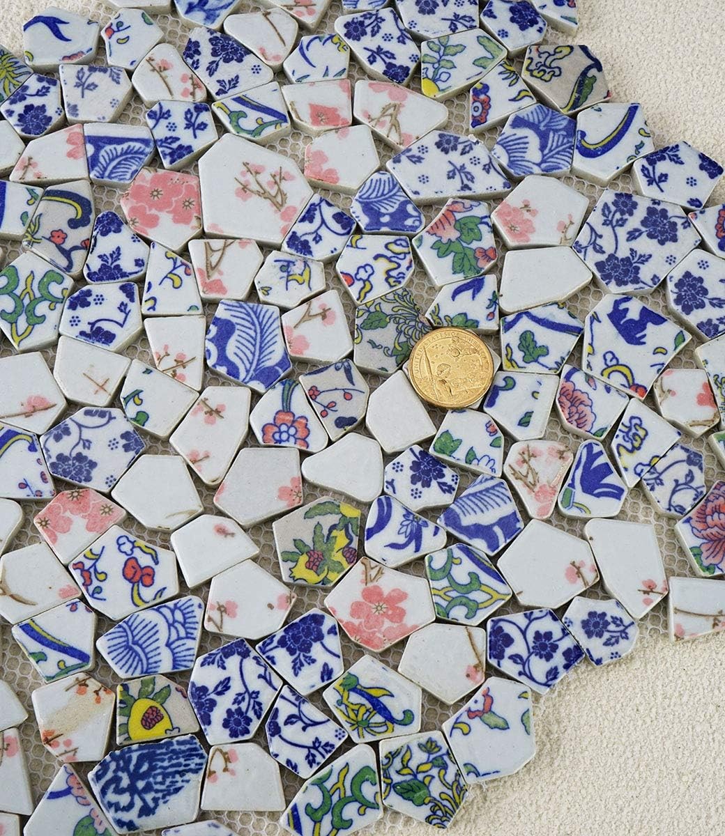Lanyani Broken Ceramic Porcelain Tiles for Mosaic 11×11 inches, Pattern-1