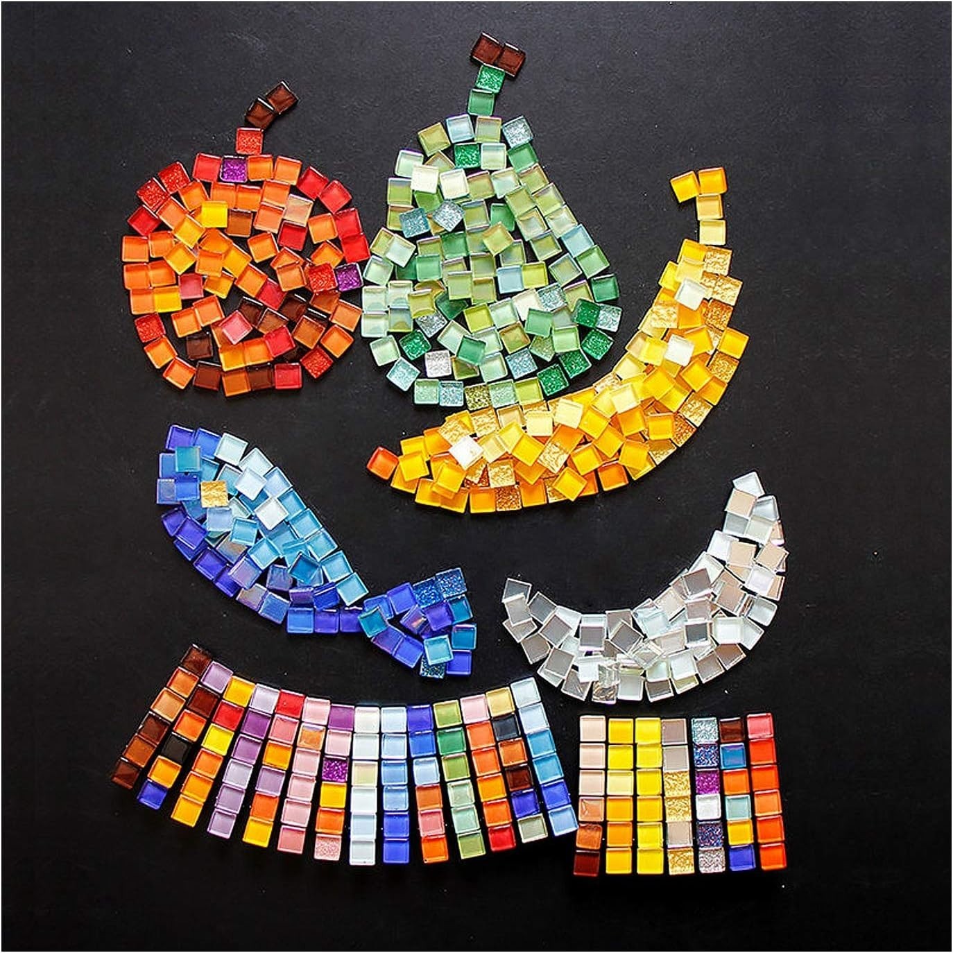 100 Count Blue Glass Mosaic Tiles with Smooth Edges – Perfect for Crafts