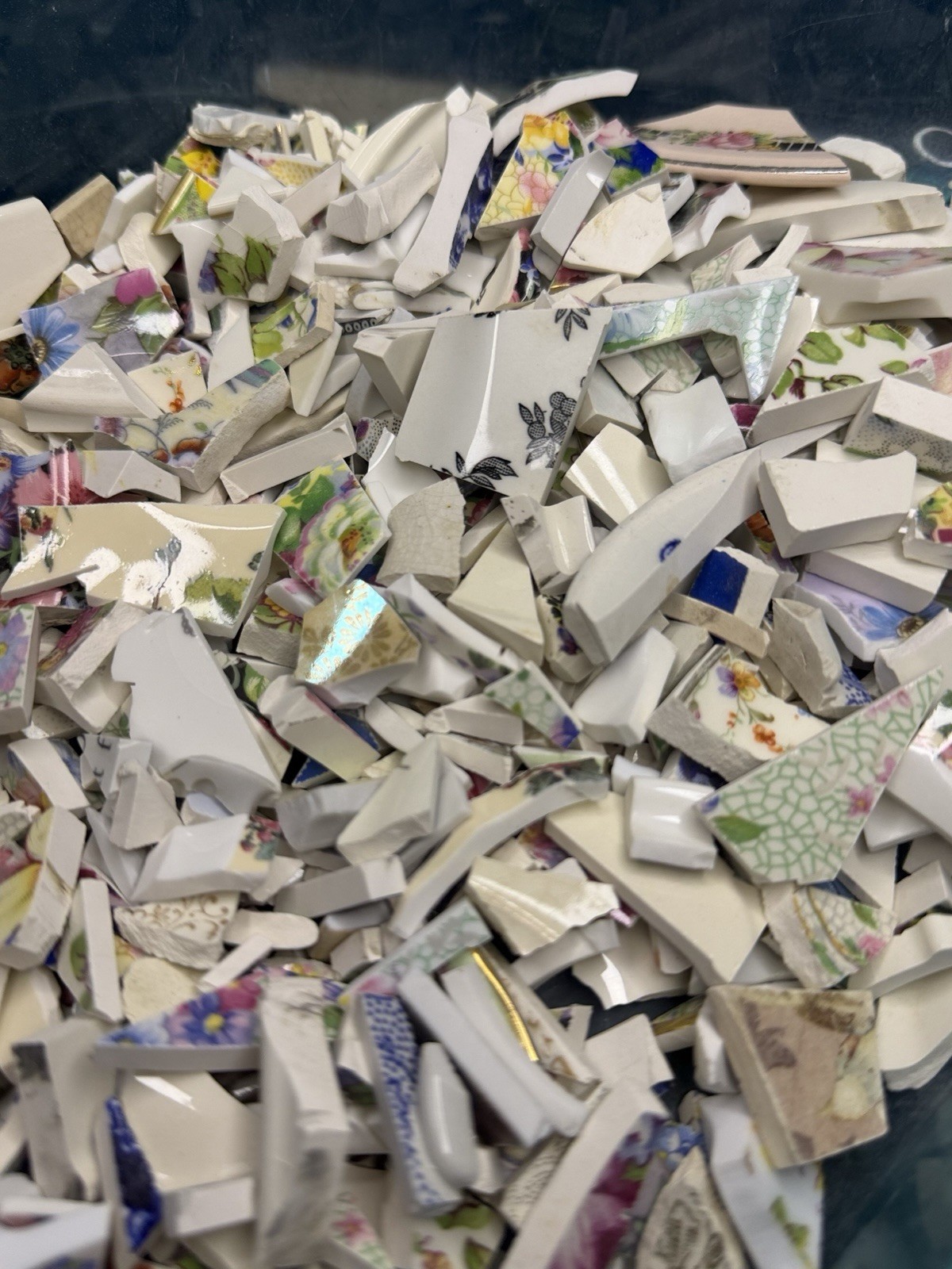 1.7+ Lbs Bulk Lot Mosaic Broken Vintage Glass Left Over Pieces Mix Lot 21