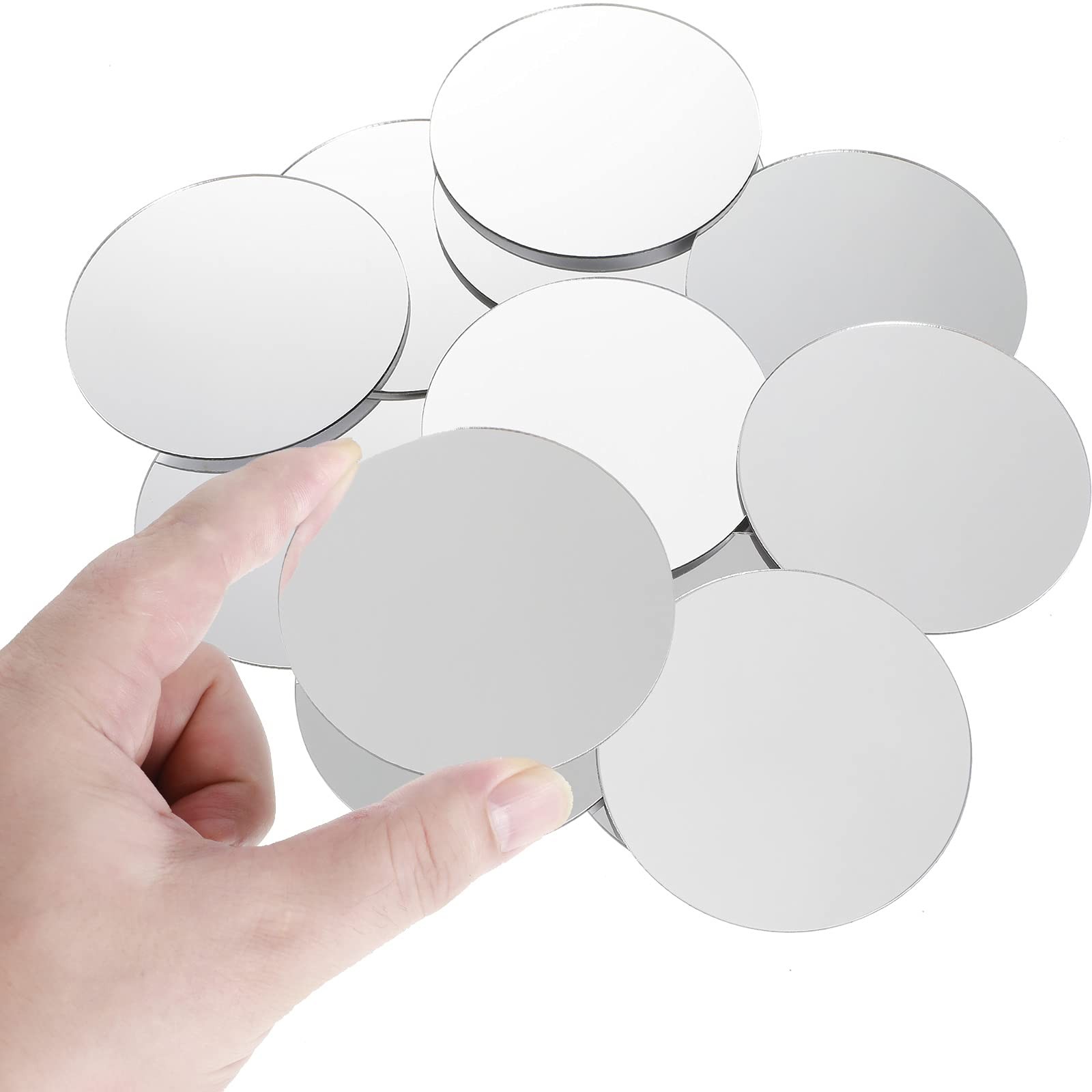 25 PCS Small Round Mirrors For Crafts Adhesive Tiles Centerpieces DIY 5 Inch