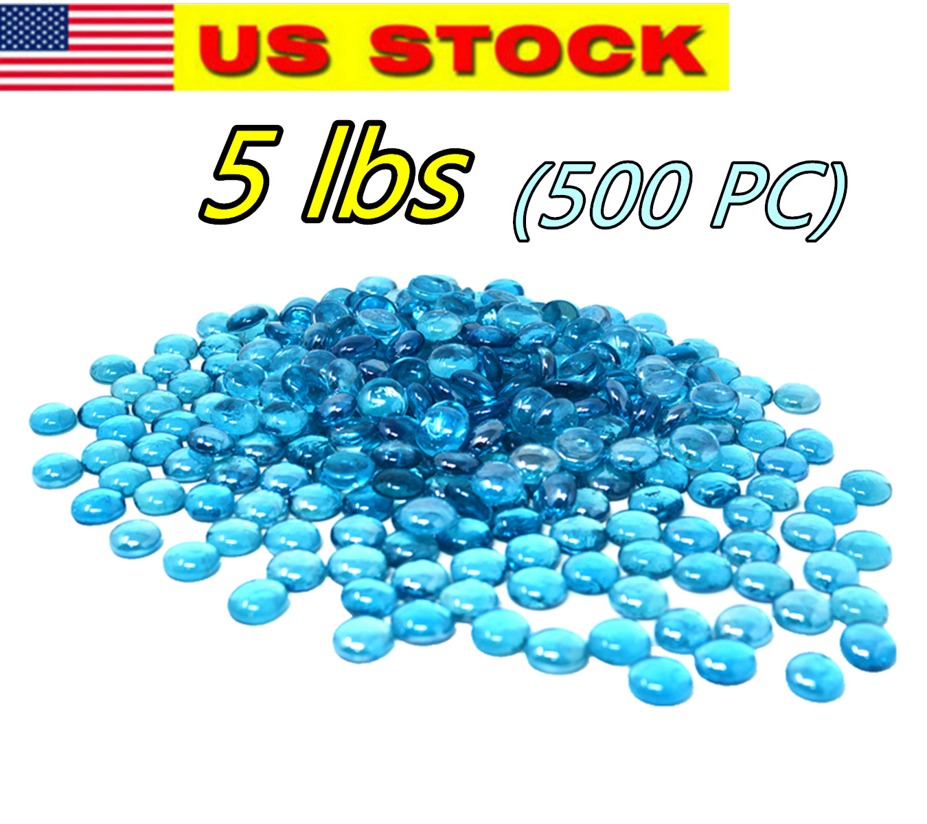 500 Pcs Ocean Blue Glass Gems, Pebbles, Mosaic Tiles, Marbles Vase Filler (5LB)