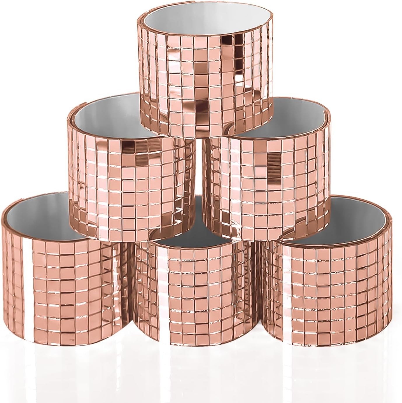 Self-Adhesive Glass Mirror Mosaic Tiles, Rose Gold, 6 Pack | Glass Mosaic Mirror