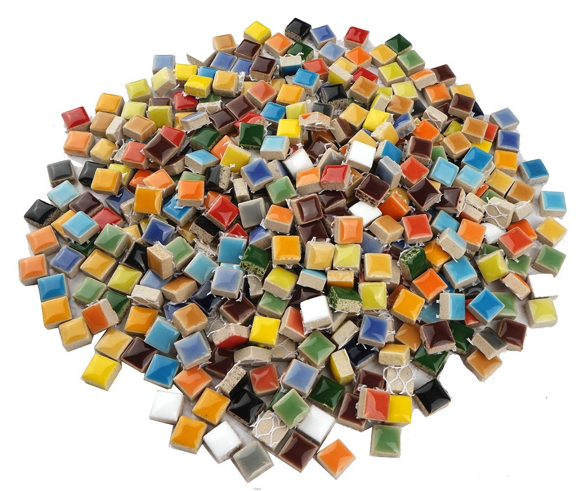 Lanyani 784 Pieces Colorful Tiny Square Ceramic Mosaic 1/2 Inch,