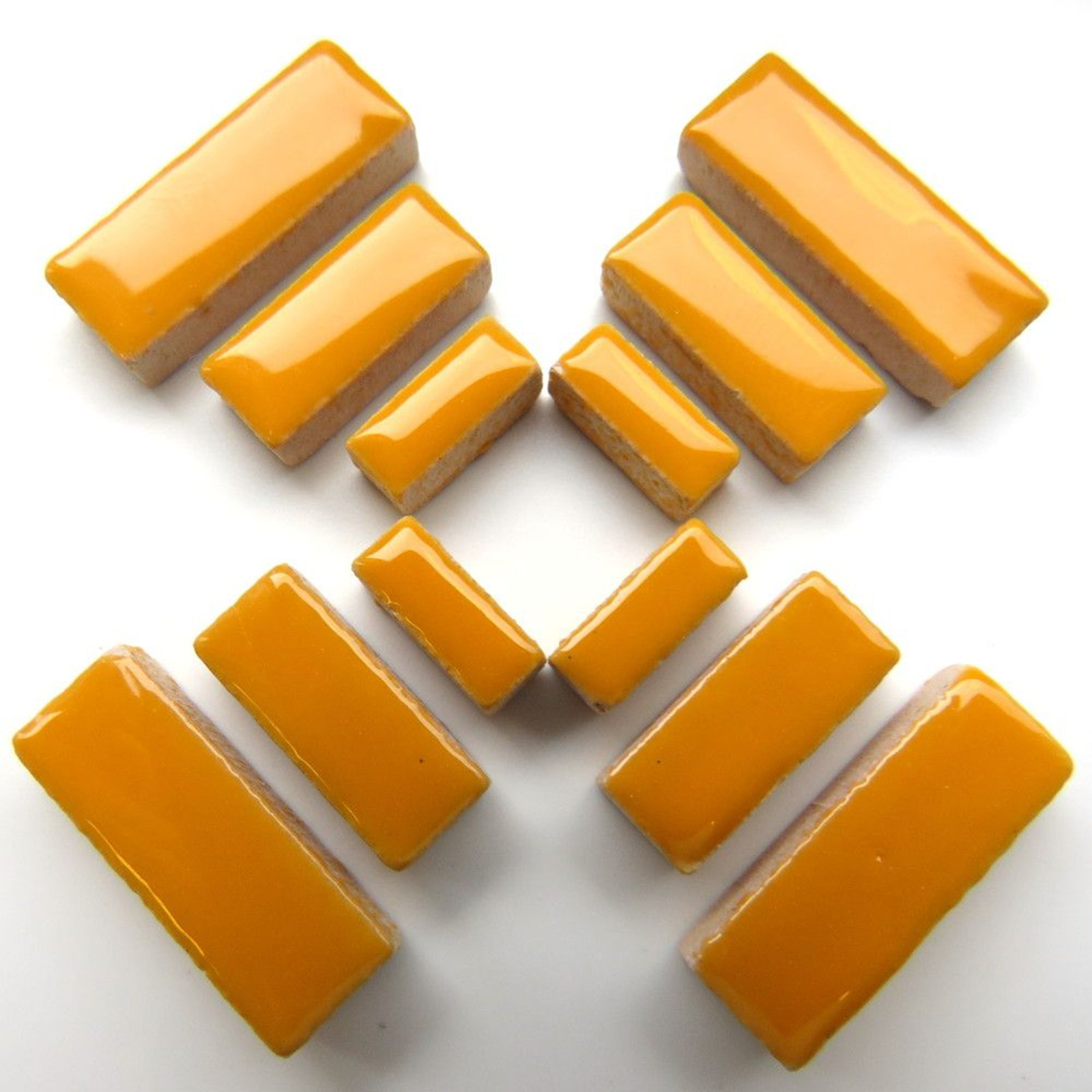 50 Tiles Light Orange Ceramic Rectangles Mosaic Tile Pieces – Mixed Sizes