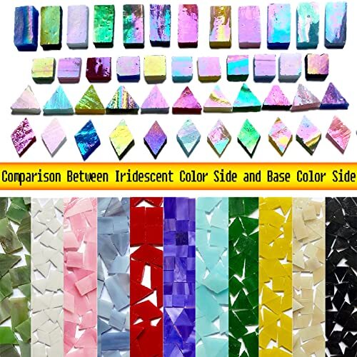280 Pcs Iridescent Mosaic Tiles for Crafts Projects Stained Glass Sheets