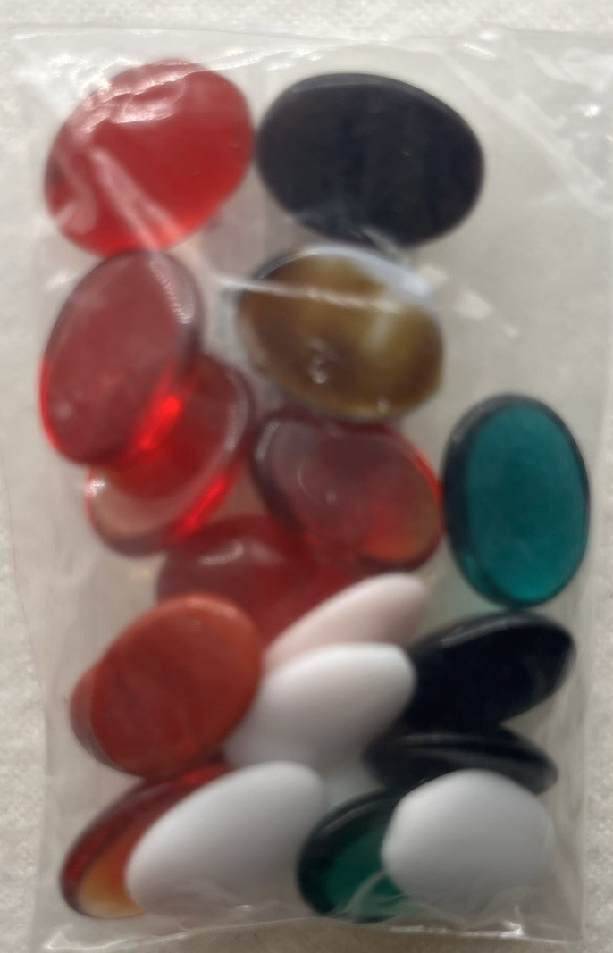 Lot of 200+ round, oval White, Clear, Red, Green Glass Cabochons