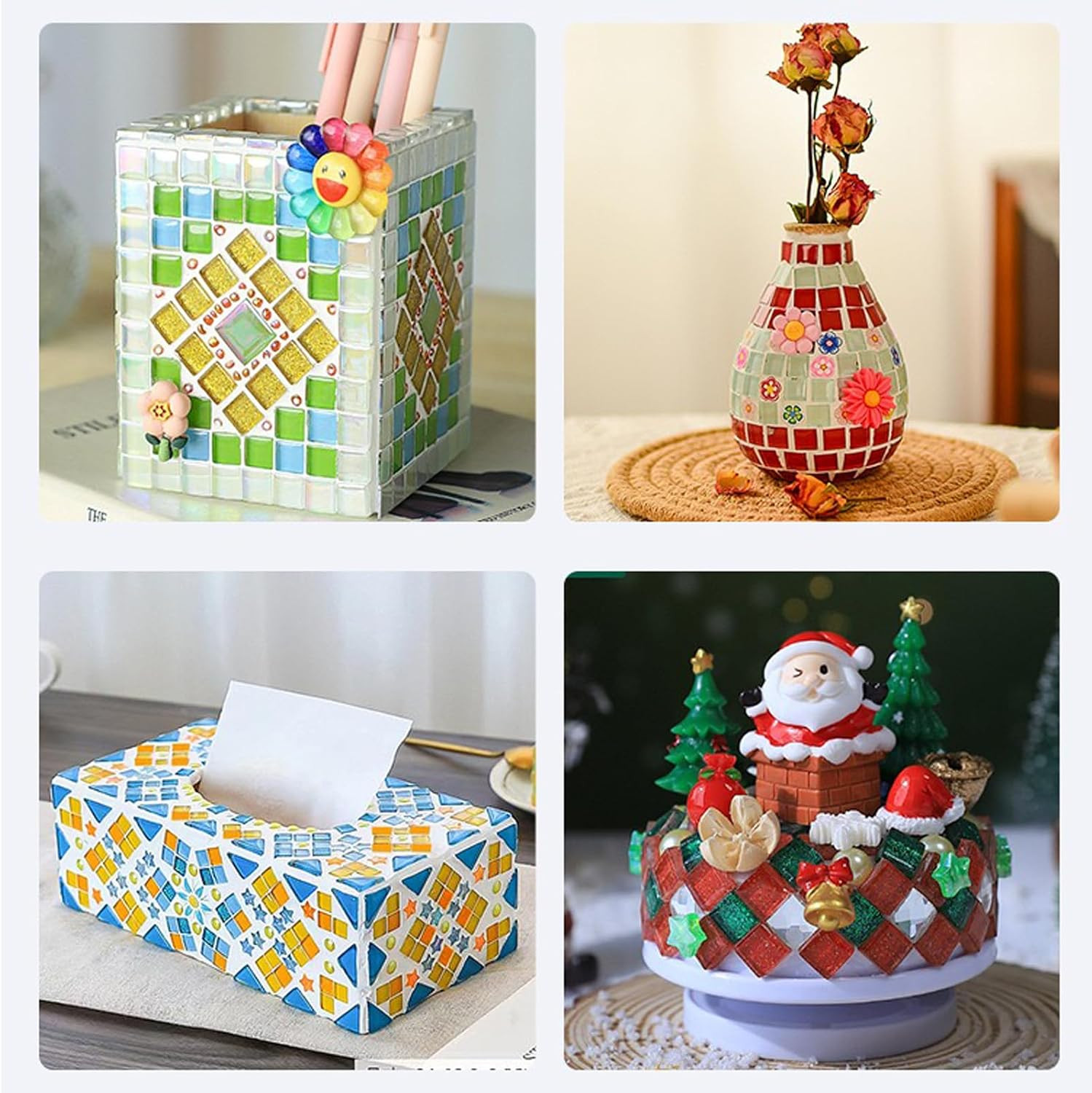 DIY Mosaic Tiles for Crafts, Colorful Glass Mosaic Kits for Adults, 350 Pcs Bulk