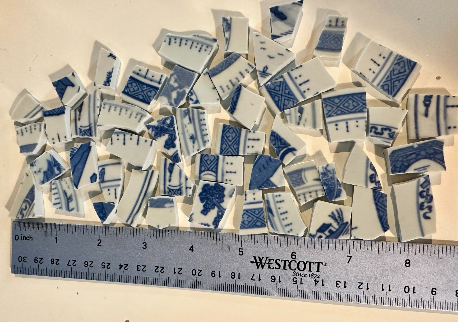49 Handcut Mosaic China Tiles Blue White/Grey Irregular Decor Tiles