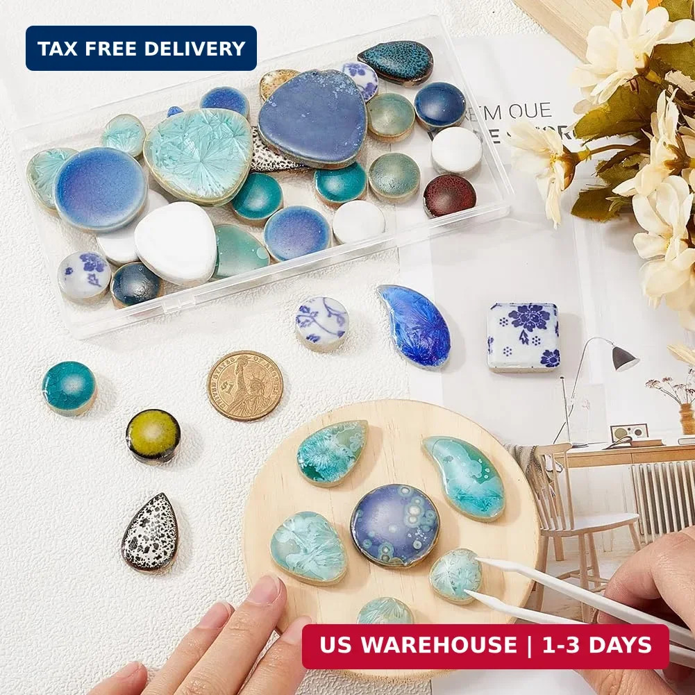 1 Box Broken Ceramic Tile Irregular Mosaic Tiles Bulk Mixed Shapes Colorful Porc