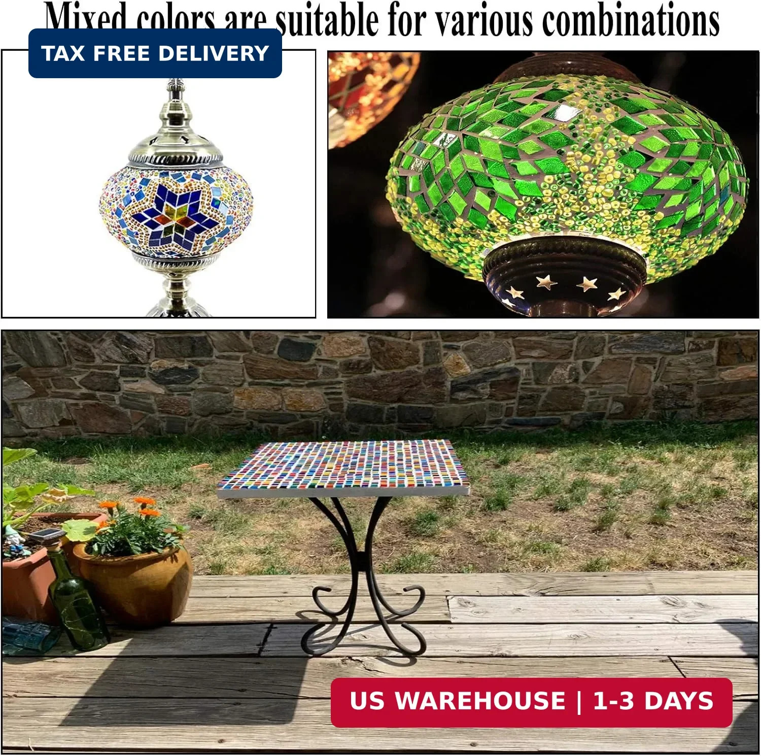 1100 Pcs Mosaic Tiles, Glass Mosaic Tiles for Crafts Bulk, Stained Mosaic Glass