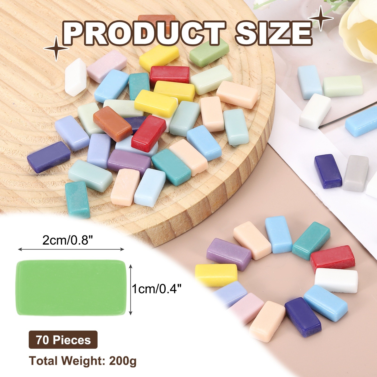 70Pcs 200g 0.4″ x 0.8″ Iridescent Rectangle Mosaic Tiles Grass Green