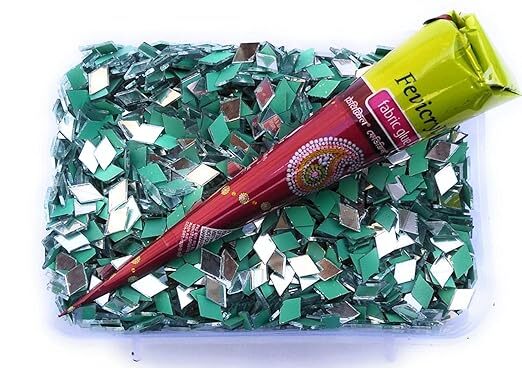 4600 Pcs Craft Sheesha Mirror with Fabric Glue For Embroidery Craft & DIY