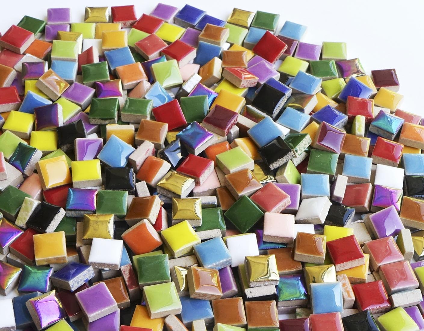 Lanyani 784 Pieces Colorful Tiny Square Ceramic Mosaic 1/2 Inch,