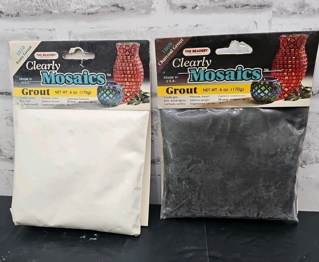 New Lot Of 8 The Beadery Clearly Mosaics Grout And Mosaic Tiles Craft Set