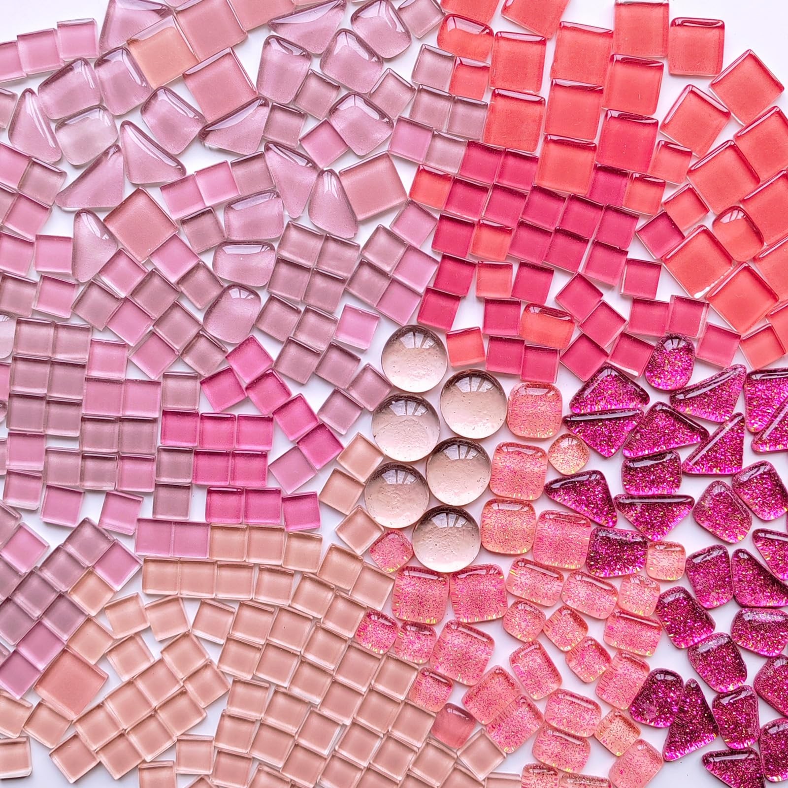 1.1 Lb Irregular Crystal Glass Mosaic Tiles, Pink Mosaic Tiles for Crafts Bul…