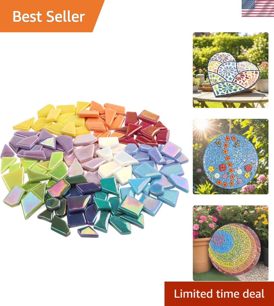 Iridescent Glass Mosaic Tiles, 200G Bulk Broken Pieces for DIY Crafts