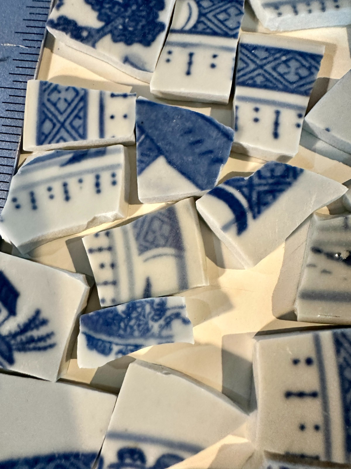 49 Handcut Mosaic China Tiles Blue White/Grey Irregular Decor Tiles