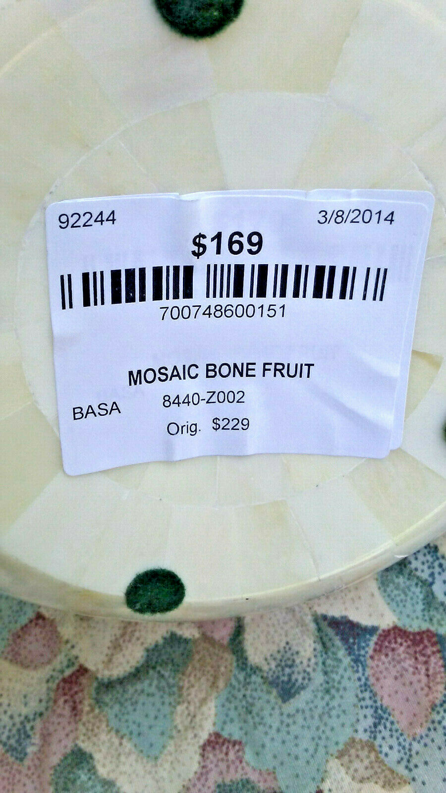 Mosaic Bone Fruit Apple And peach White