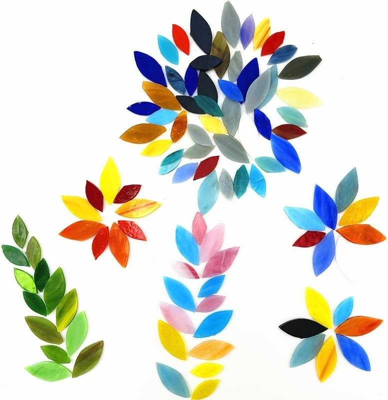Vibrant 100-Piece Glass Petal Mosaic Tiles – Perfect for Home Decor Projects