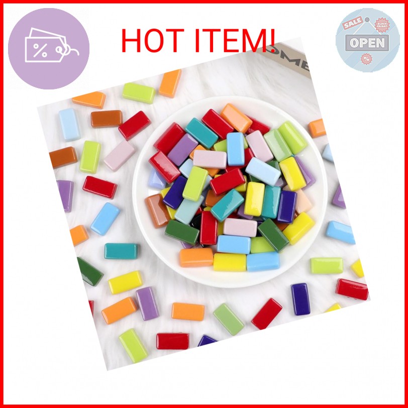 1 LB Mixed Shapes Glass Mosaic Tiles for Crafts Bulk, Colorful Opaque Recycle Gl