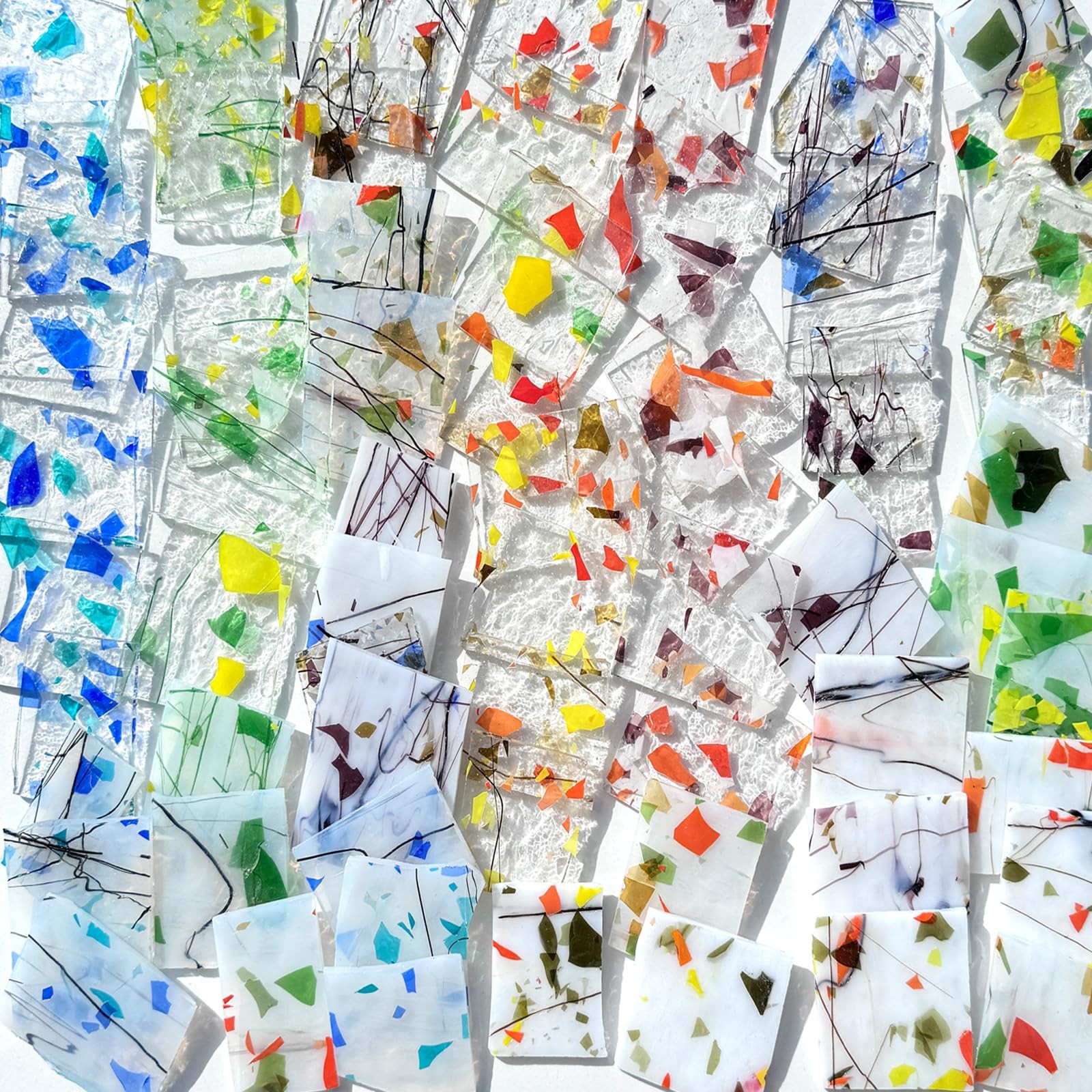 ILLUCKAI 2.2lb Stained Glass Scraps Floral Patterns Collection, Irregular Sta…