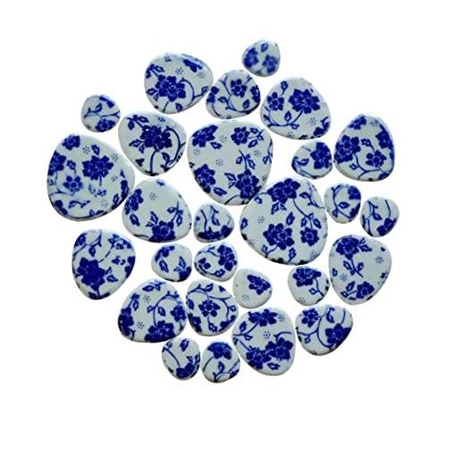 1 Pound Ceramics Mosaic Tiles – Mixed Blue and White – Random Color – 5 Pieces