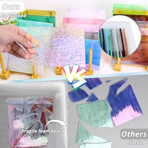 36 Sheets Opaque Stained Glass Variety Pack, 4×6 Inch Mosaic Tiles for Crafts