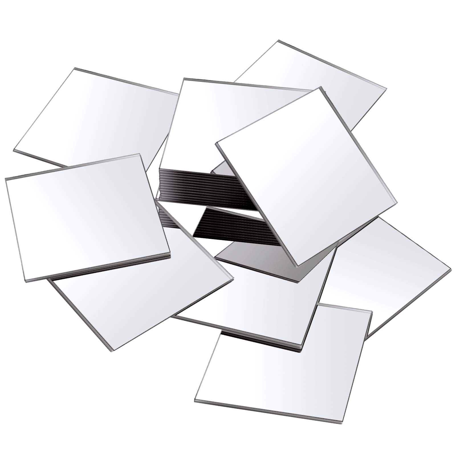25 PCS Mini Size Acrylic Square Mirror Adhesive Tiles For Crafts 5 Inch Set