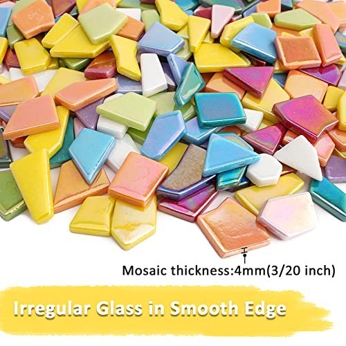 Youway Style Iridescent Glass Mosaic Tiles for Crafts Bulk,200g Broken Mosaic…
