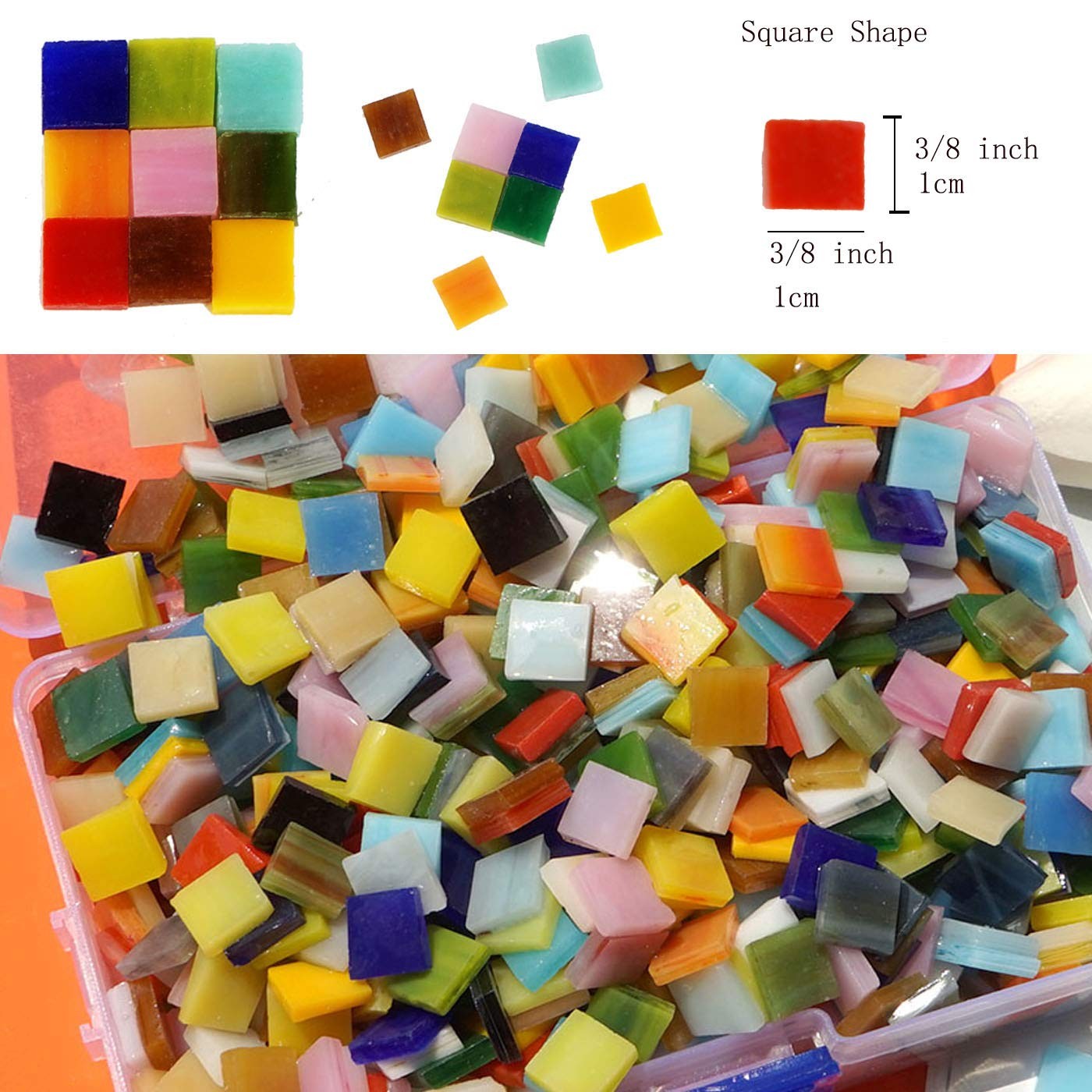 1050 Pieces Mixed Shapes Glass Mosaic Tiles for Crafts, Colorful Stained Glas…