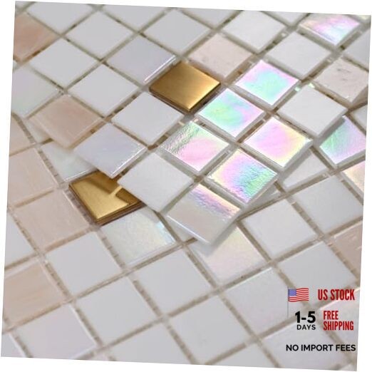 11.5sqft Glass Mosaic Tiles,Bathroom,Kitchen Backsplash, Classics White