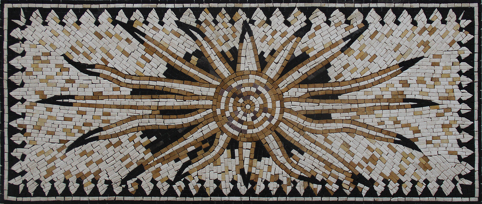 Sun Checkered Wall Tile Art Marble Mosaic, Natural Stone