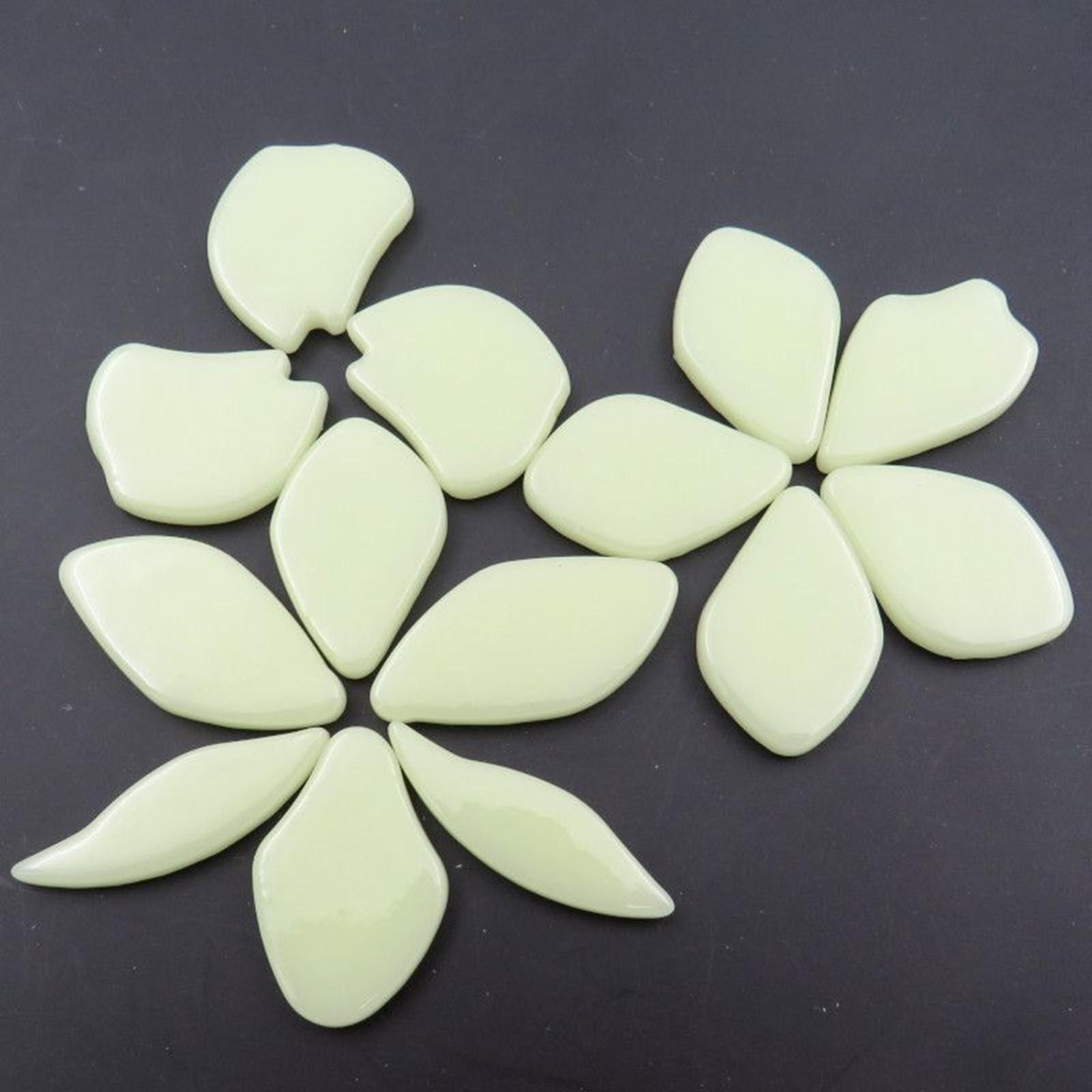 20 Light Yellow Petal Flower Shapes Glass Mosaic Tile Pieces – 25 mm -30 mm