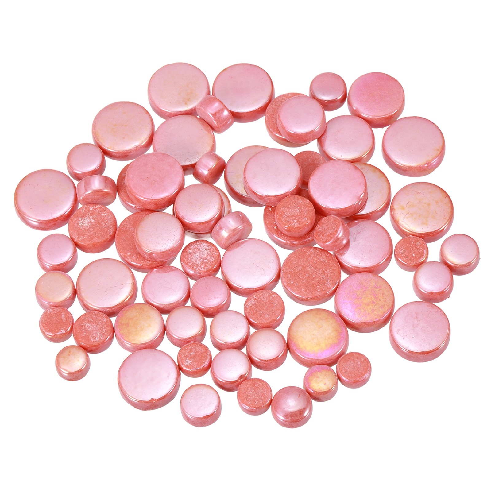 200g Multi-Size Iridescent Round Mosaic Tiles for Crafts (Orange Red)