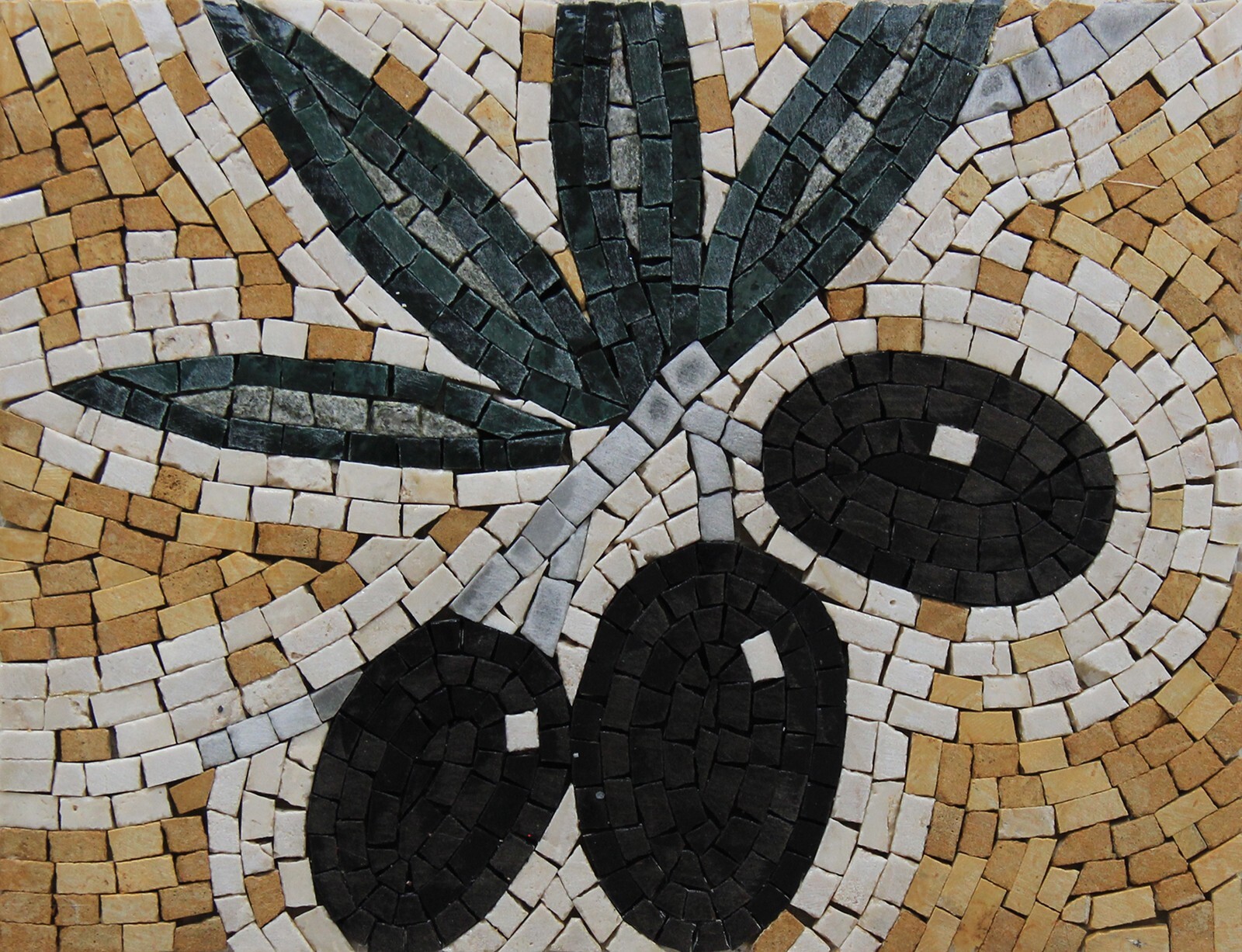 Mosaic Marble Black Olives INSERT Art Design 12×9 Inches