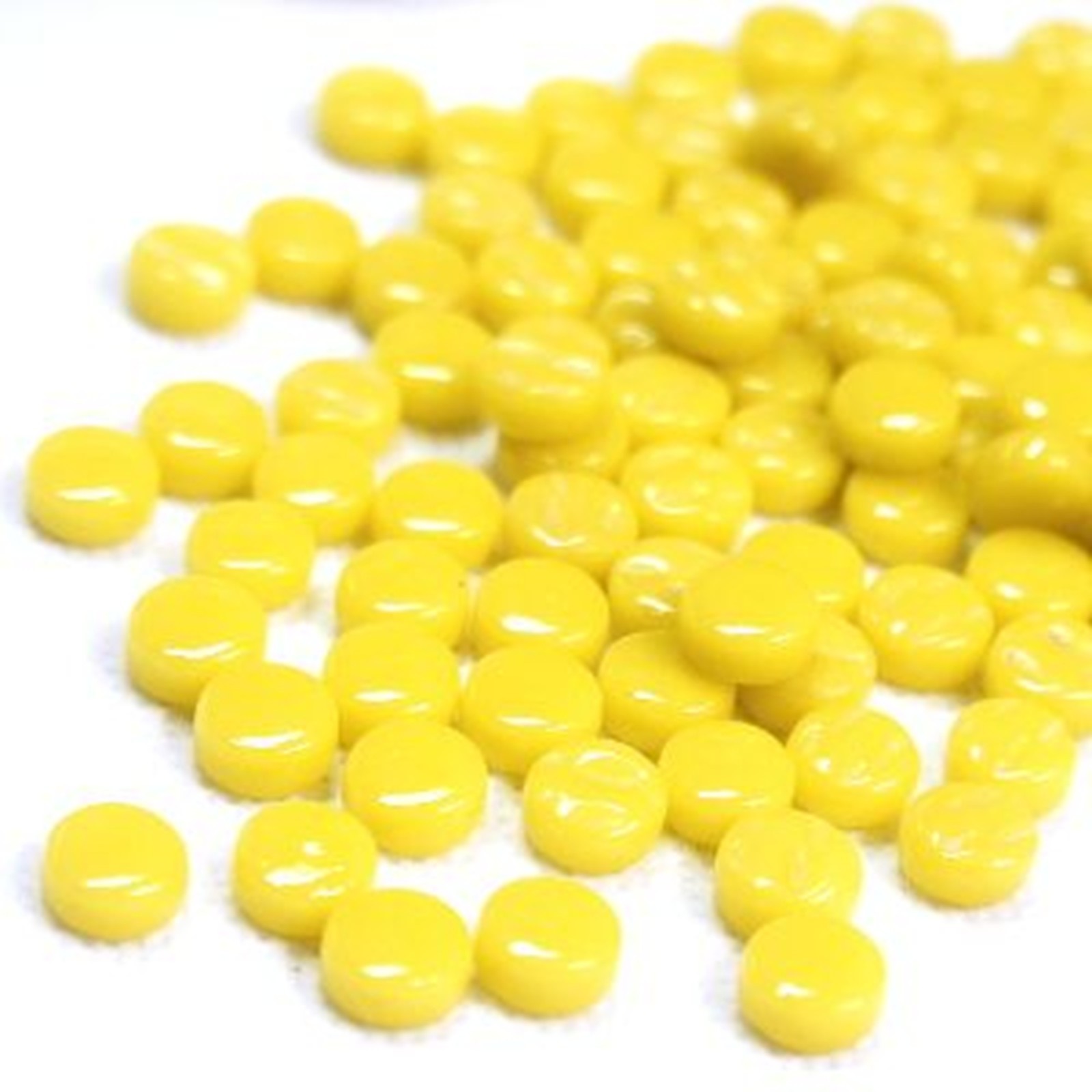 50 Tiles Yellow Opal 8 mm Round Glass Mosaic Tiles – 4 mm thick