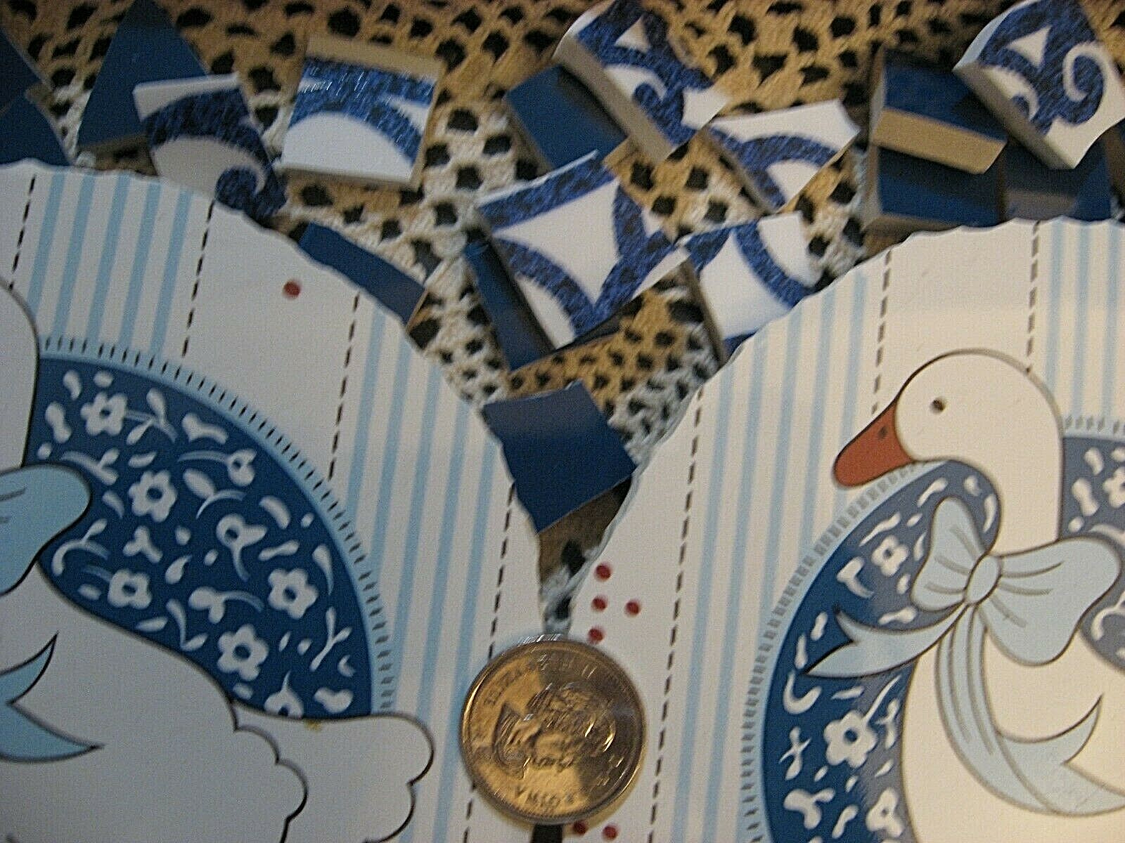 2 Baker, Hart & Stuart Geese Focals & 170 Broken China Mosaic Plate Tiles