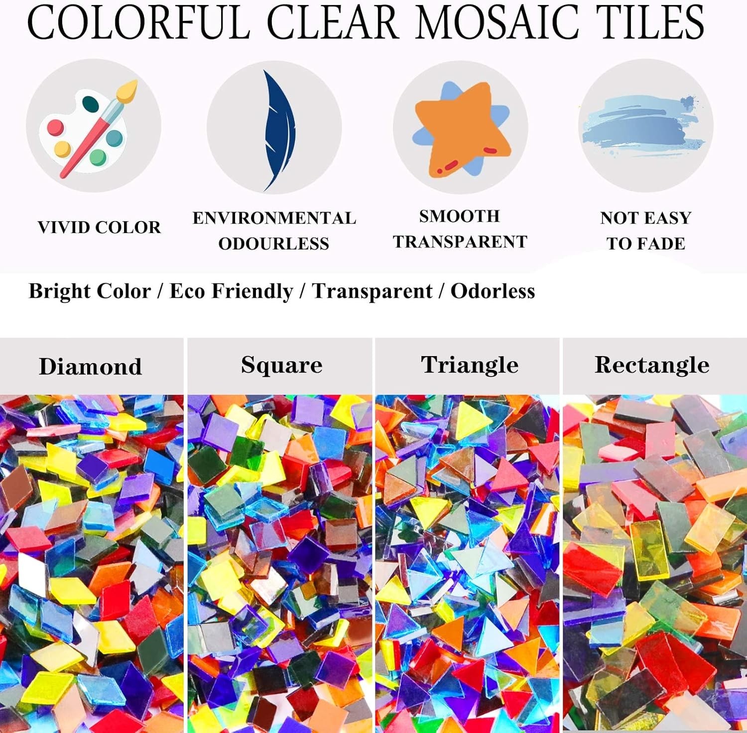 1100 Pcs Mosaic Tiles, Glass Mosaic Tiles for Crafts Bulk, Stained Mosaic Gla…