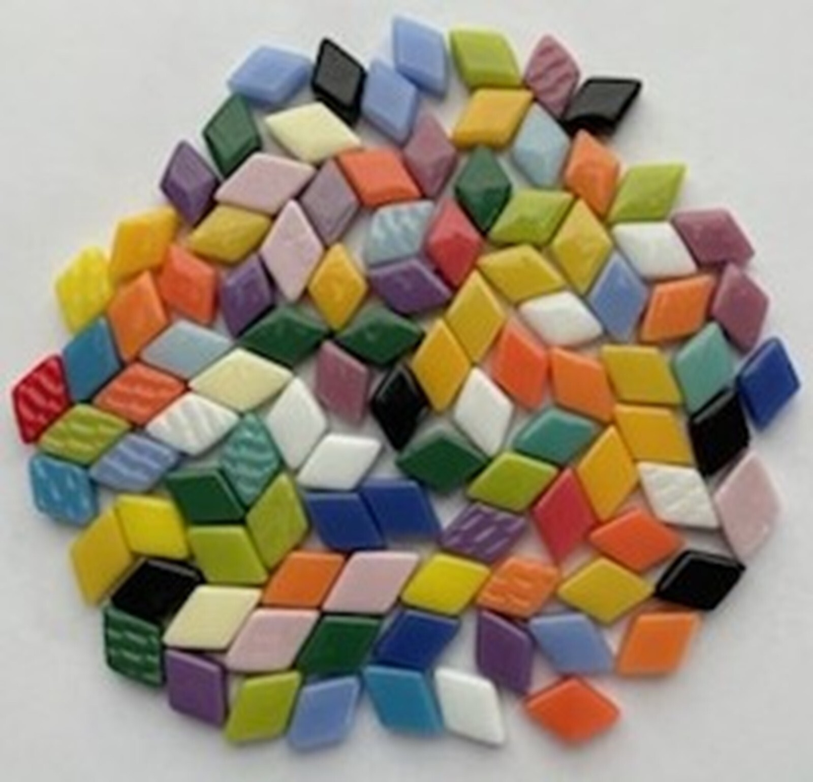 50 Diamond Shaped Glass Mosaic Tile Pieces -Mixed Assorted Colors -12 MM X 19 MM