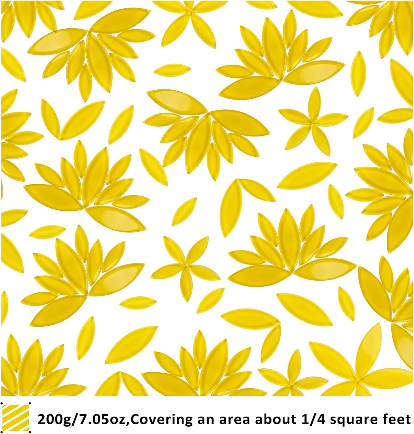 Yellow Leaf Mosaic Tiles for Crafts Bulk,200g Petal Mosaic Glass Pieces,Flower G