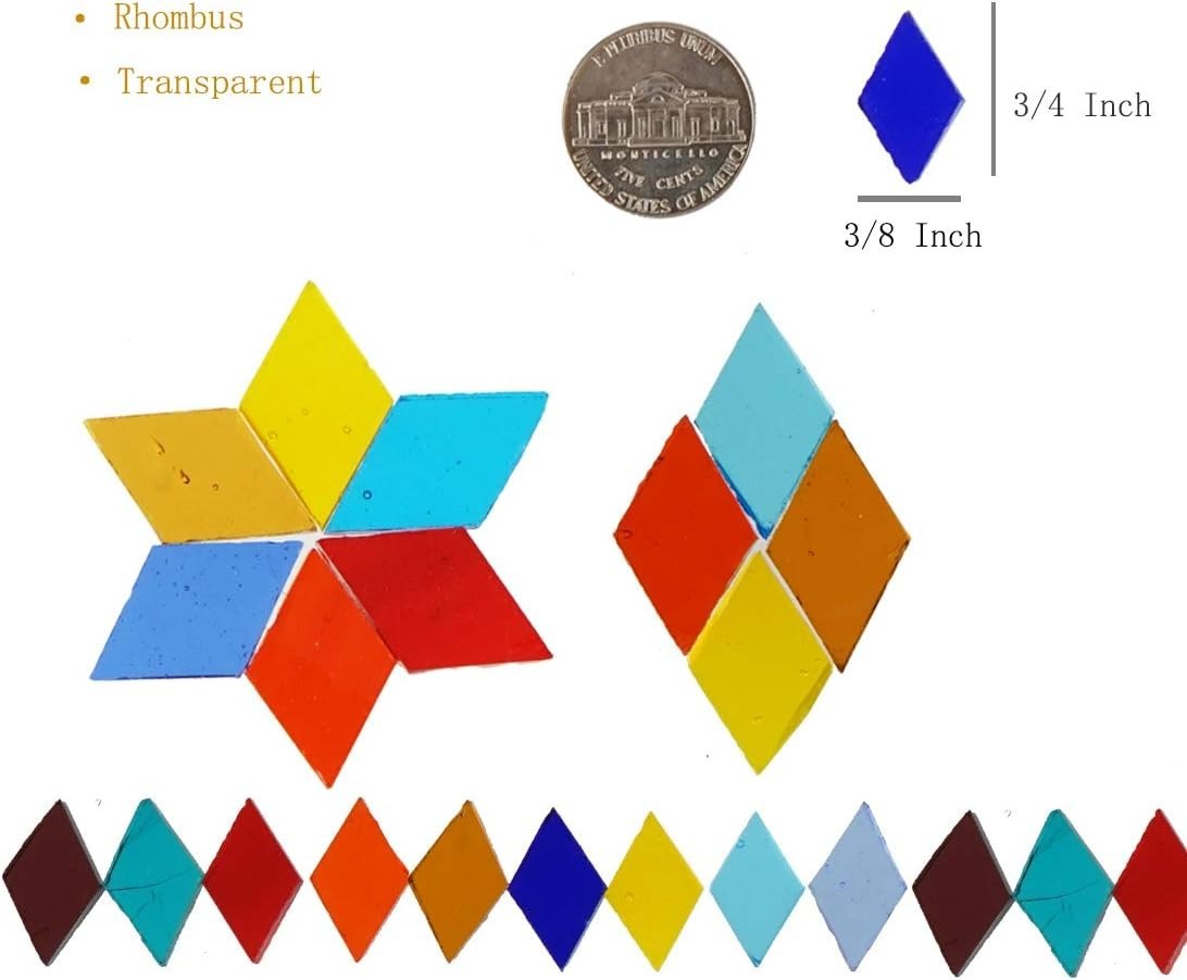 1600 Pieces Transparent Assorted Glass Mosaic Tiles for Arts Crafts Projects