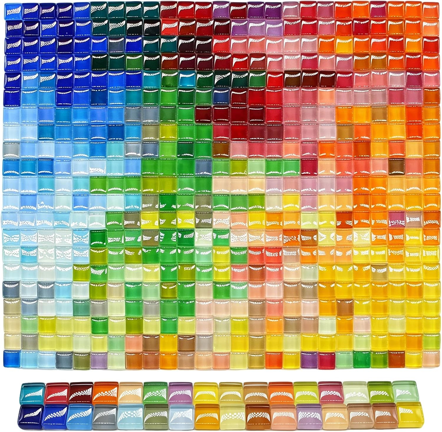 500Pcs Mixed Colors Glass Mosaic Tiles 10Mm Transparent Crystal Glass Tiles