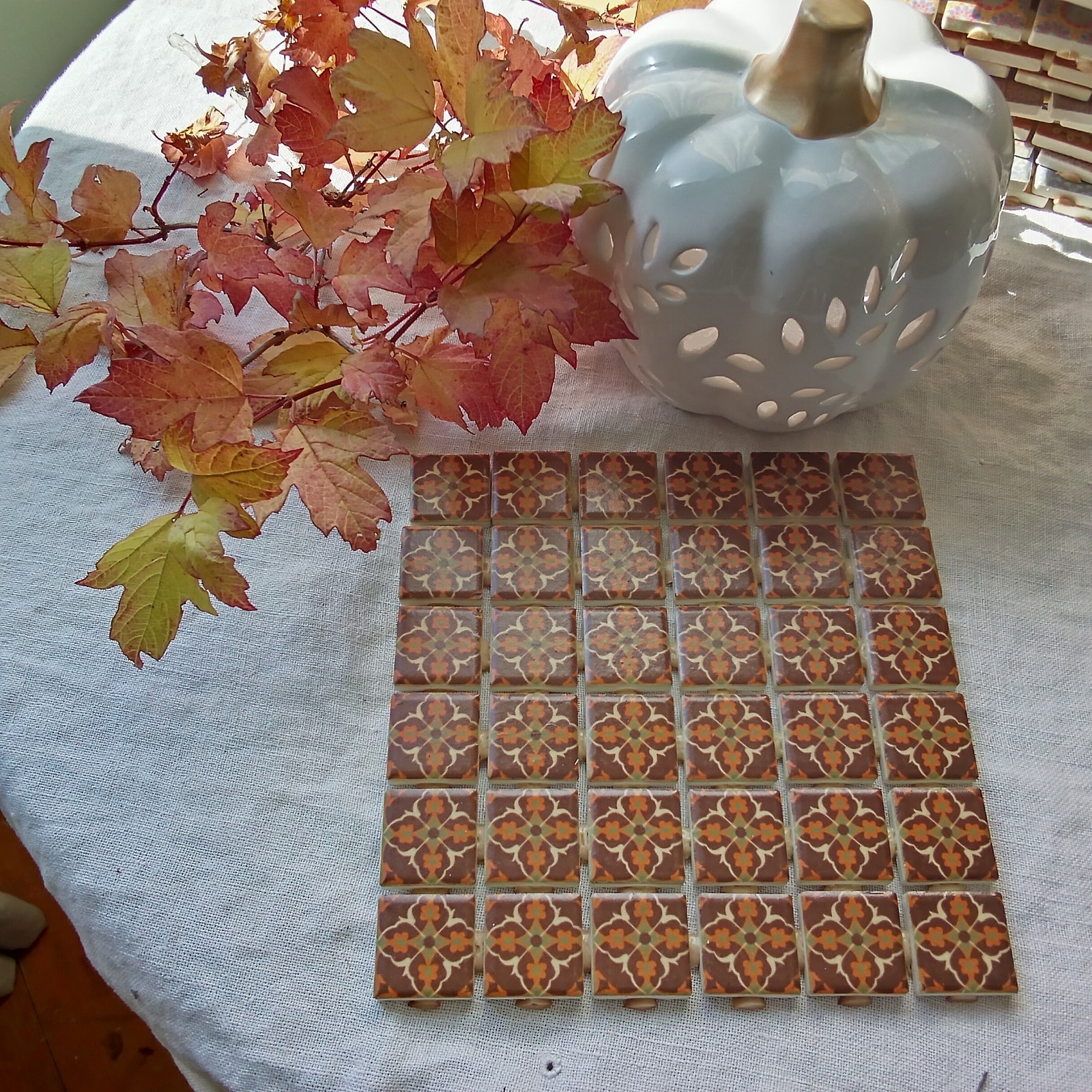 Mosaic Tile – 36/1 Inch Square Pieces-Craft-brown/rust/orange
