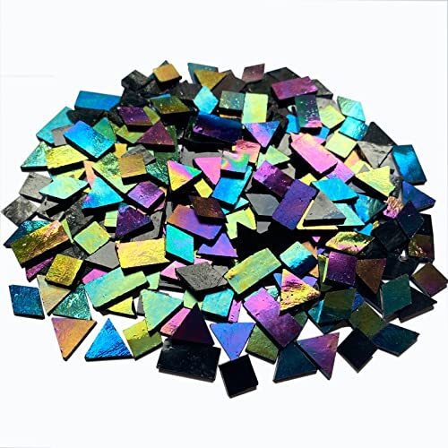 280 Pcs Iridescent Mosaic Tiles for Crafts Projects Stained Glass Sheets