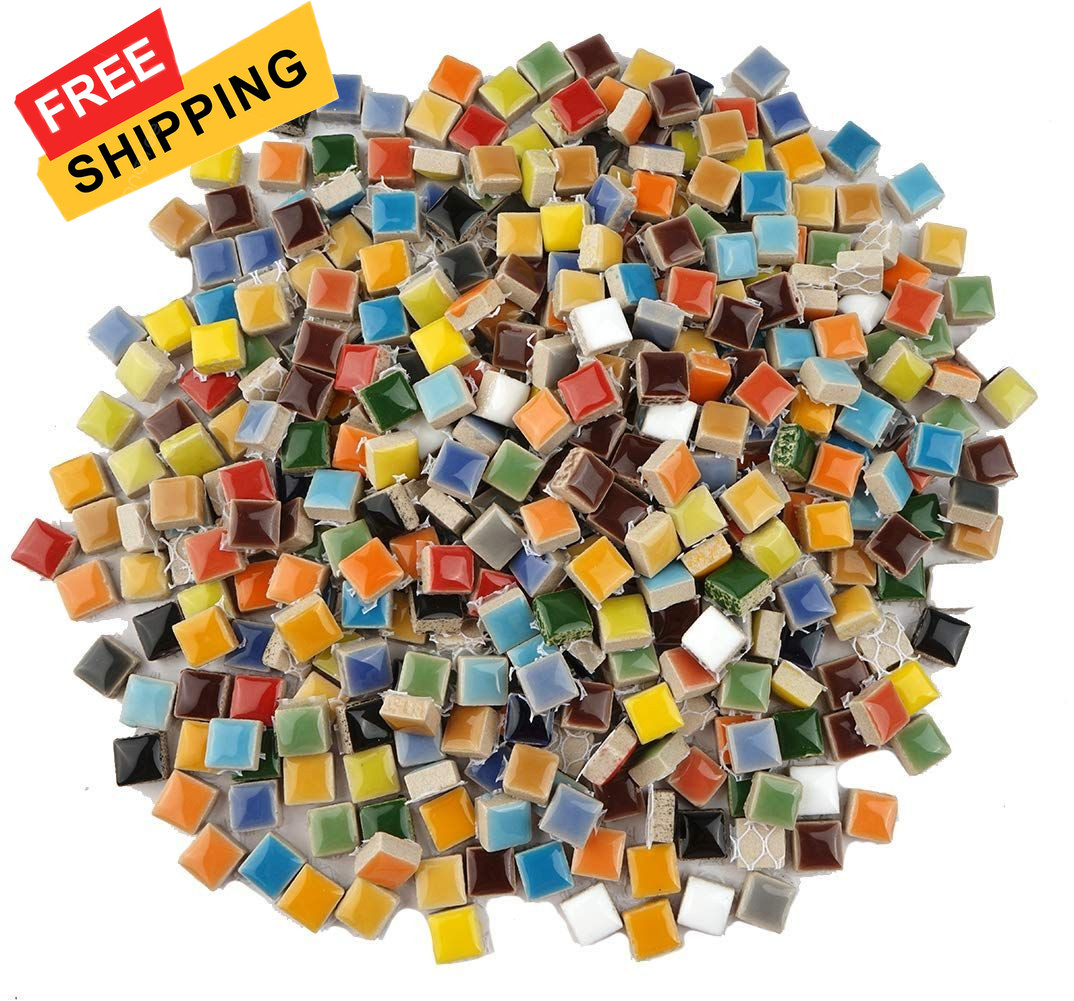 Lanyani 784 Pieces Colorful Tiny Square Ceramic Mosaic 1/2 Inch,